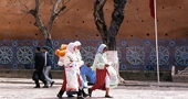 mountain people near the Kasbah of
                        Chefchaouen, Morocco