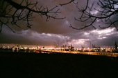 harbour lights on the Schelde near Antwerp,
                        Belgium