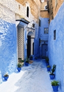 blue street in
        Chefchaouen (Morocco)
