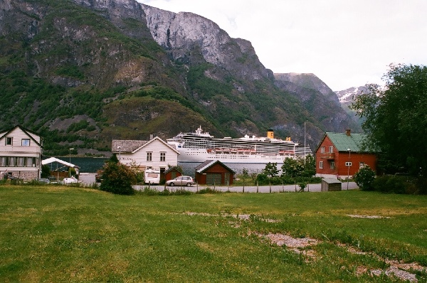 a cruise ship near the Undredal jetty