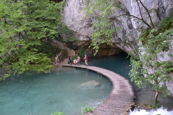 boardwalk under the rocks