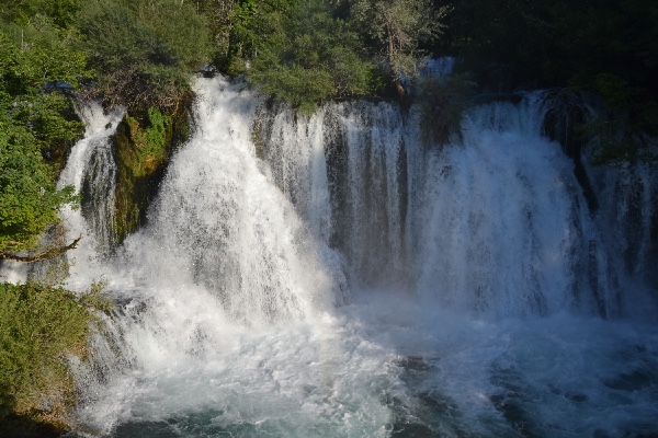 the sun shines the Martin Brod Waterfall...