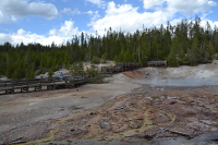 multicoloured streams from the geyser