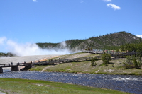 the Firehole river receives the hot sulfuric waters