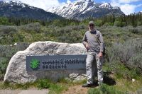 stone at the entry of the Laurance Rockefeller Preserve