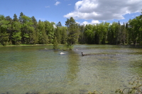 the water runs from lake to creek