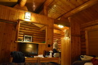 our log cabin home viewed from one bed