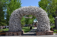 a rather lugubre city gate for Jackson Hole